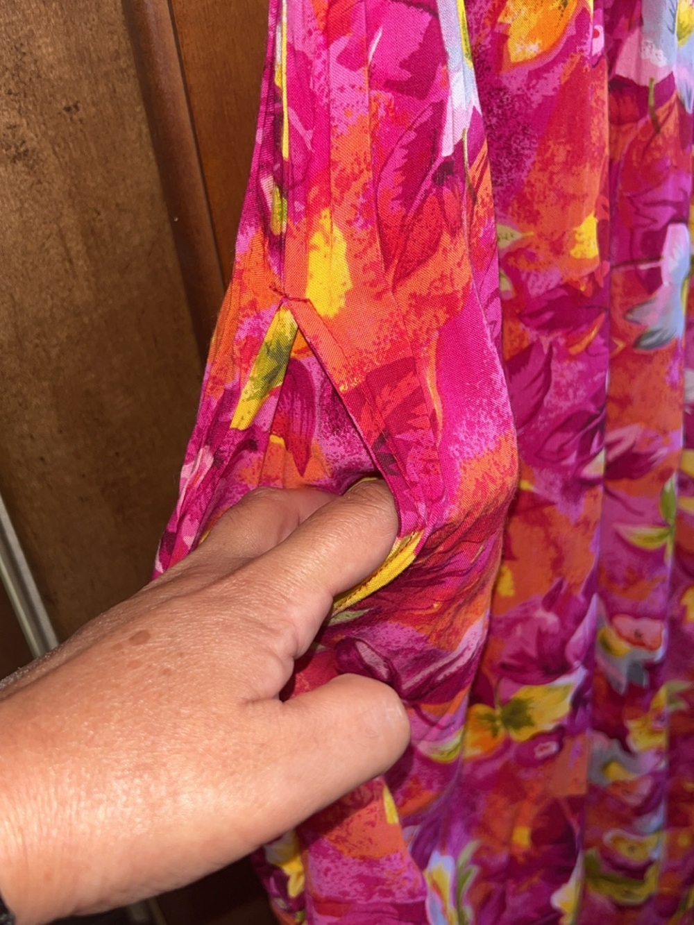 🌸Vintage Sita Floral Maxi Dress 100% Rayon Tropical Button Down Pockets Size L - Picture 5 of 8